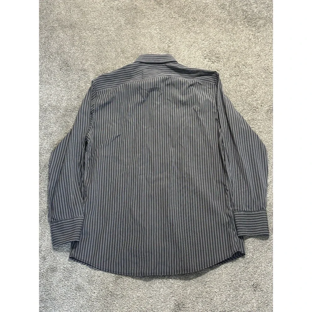 Gucci Button Down Shirt Mens 42 16.5 White Blue Striped Long Sleeve